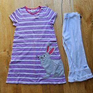 Mini Boden girl lot 9 10 bunny striped Dress Naartjie Ruffle Pants Easter set